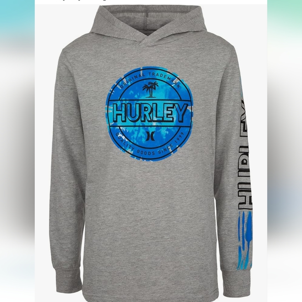Hurley boys' Long Sleeve Hooded T-Shirt, Size Medium